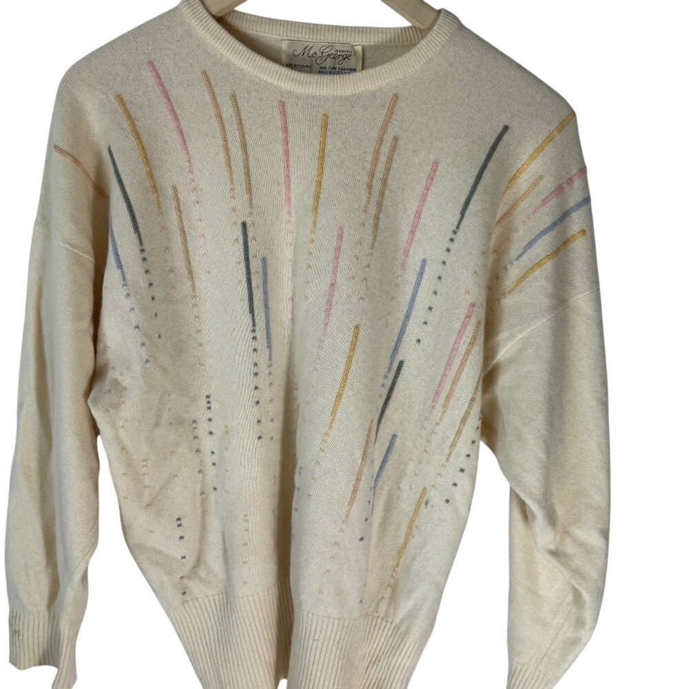 McGeorge Of Dumfries 80's VTG Hand Intarsia 100% Cashmere‎ Sweater Sz 42"/107 CM